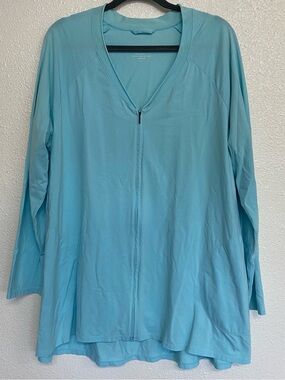 Pure Jill Size Large Blue Elliptical Full Zip Jacket‎ Lightweight Pima Cotton